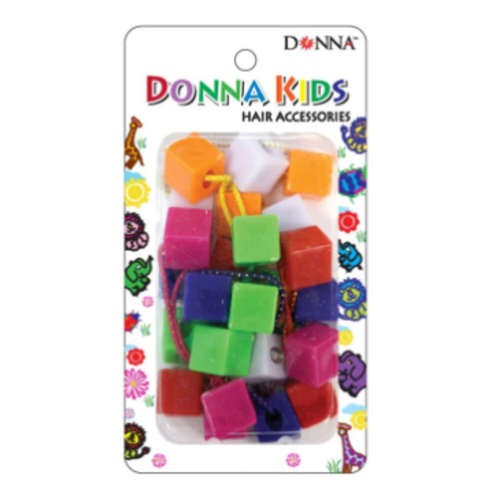 Donna Kids Ponytail Cube Bands, Assorted Colors, 12 Ea